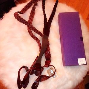 J Peterman Brown woven suspenders